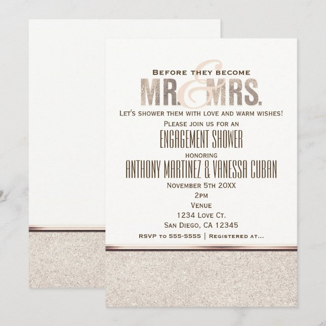 Invitation de fiançailles de M. et Mme Champange S (Devant / Derrière)