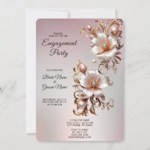 Invitation de fiançailles décorative florale rose