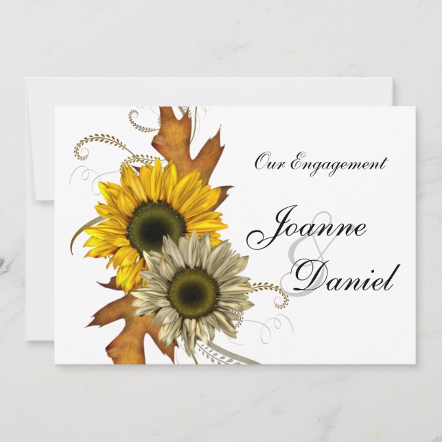 Invitation de fiançailles Fleur de tournesol blanc (Devant)