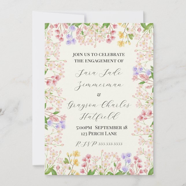 Invitation de fiançailles florale (Devant)