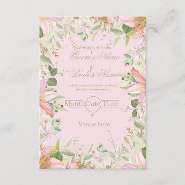 Invitation de fiançailles florale élégante (Devant)
