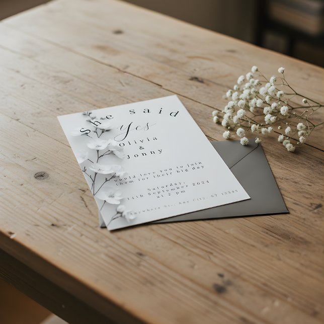 Invitation de fiançailles/mariage élégante "Elle a (Créateur téléchargé)
