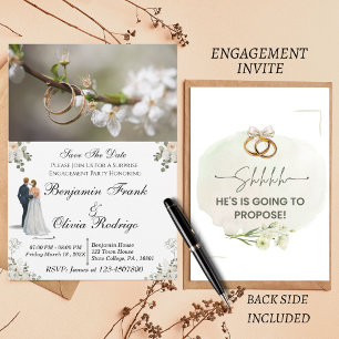Invitation de fiançailles minimaliste à fleurs bla