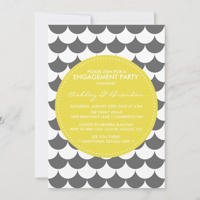 Invitation de Fiançailles Motif gris et jaune (Devant)