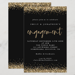 Invitation de fiançailles noire avec paillettes do