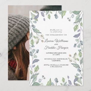 Invitation de fiançailles photo florale aquarelle