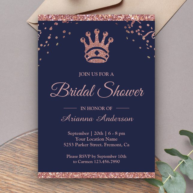Invitation de Fiançailles Rose Gold Pailletée Prin (Créateur téléchargé)