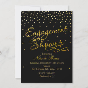 Invitation de fiançailles Shower Noir & Or Feuille