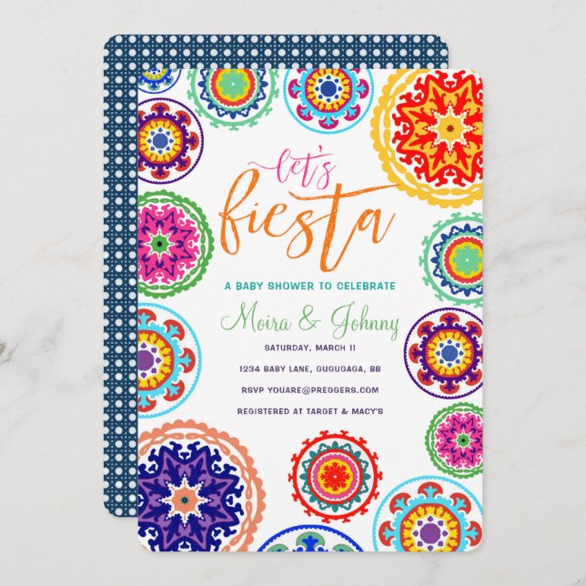 Invitation de Fiesta Baby shower (Devant / Derrière)