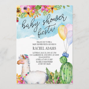 Invitation de fiesta de baby shower de cactus et