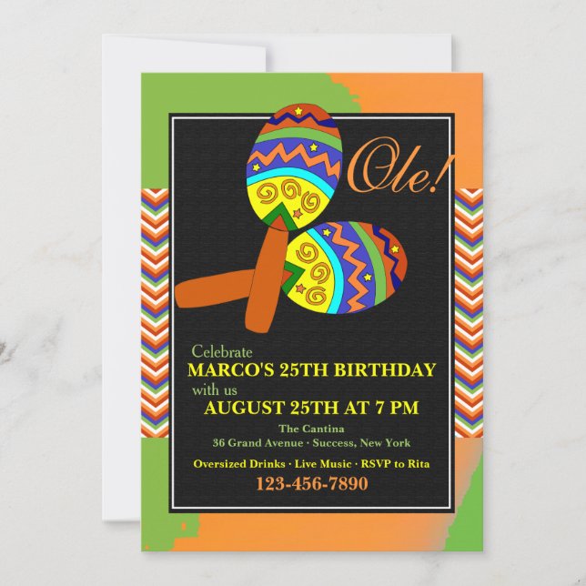Invitation de Fiesta Maracas (Devant)
