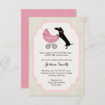 Invitation de fille Baby shower Dachshund