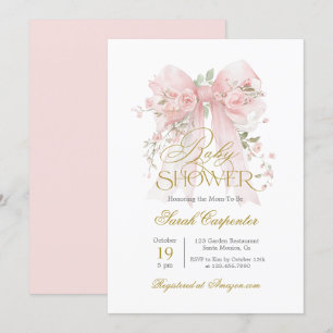 Invitation de fille Baby shower de cabot rose