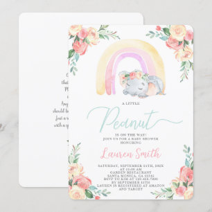 Invitation de fille Baby shower éléphant