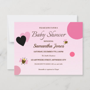 Invitation de fille Baby shower Pink Bumblebee
