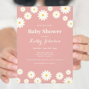 Invitation de fille Baby shower Rose Daisy