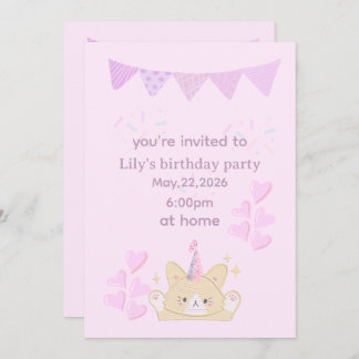 Invitation de fille d'anniversaire | carte personn