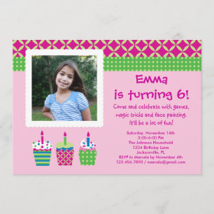 Invitation de fille d'anniversaire de photo de