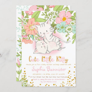 Invitation de fille de Baby shower Cute Kitty