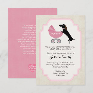 Invitation de fille de baby shower de teckel