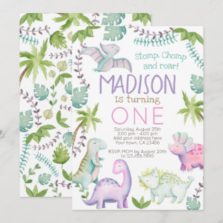 Invitation de fille Dinosaur