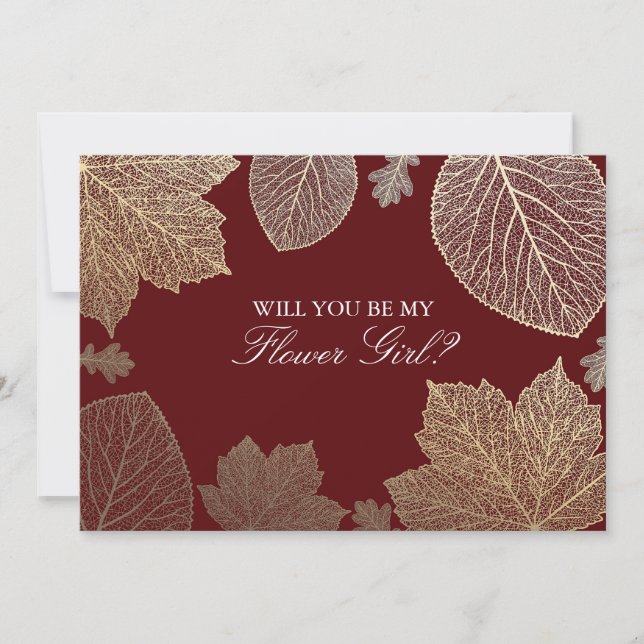 Invitation de fille Mariage de automne Feuille d'o (Devant)