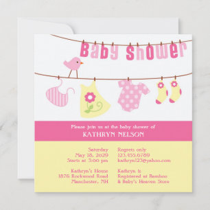 Invitation de fille rose baby shower
