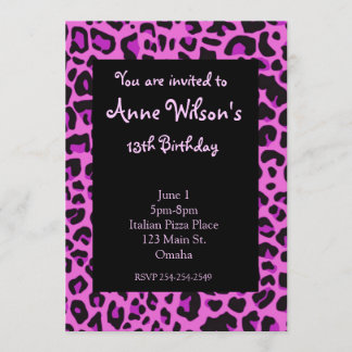 Invitation de filles à imprimer Jaguar rose