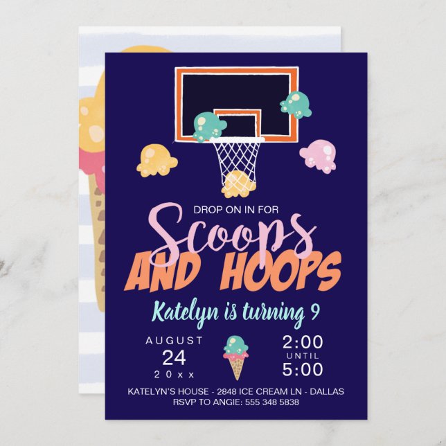 Invitation de filles de basket-ball de Scoops et H (Devant / Derrière)