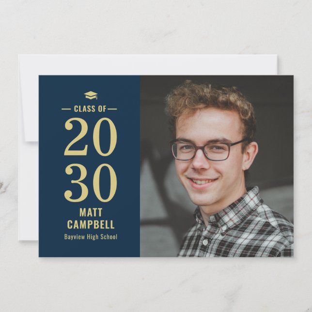 Invitation de fin d'études à couleur modifiable an (Devant)