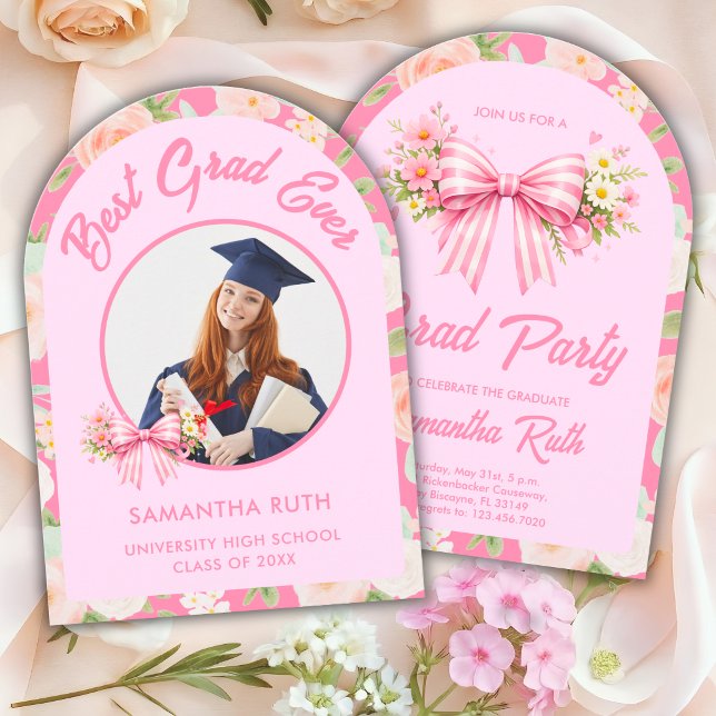 Invitation de fin d'études avec nœud à fleurs sauv (Créateur téléchargé)