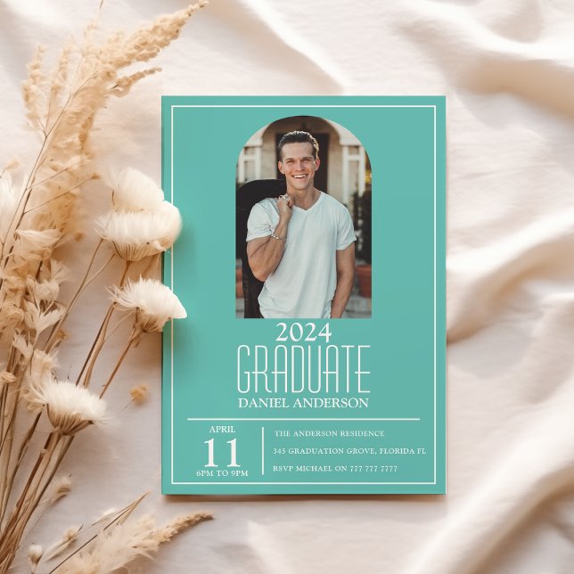 Invitation de fin d'études avec photo d'arche élég (Créateur téléchargé)