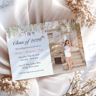 Invitation de fin d'études avec photo de jardin de