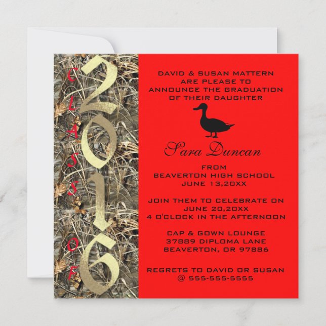 Invitation de fin d'études Camo Classic 2016 (Devant)