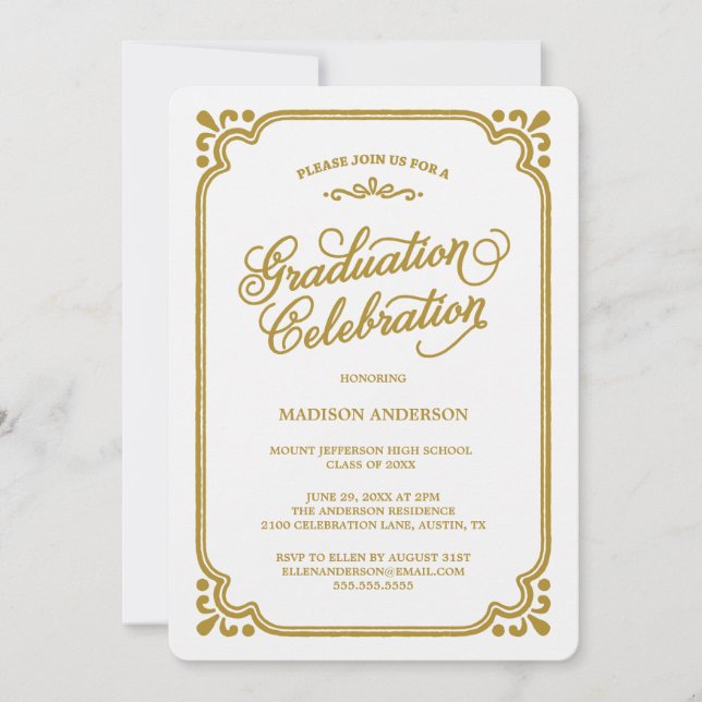 Invitation de fin d'études | Campagne Vintage (Devant)