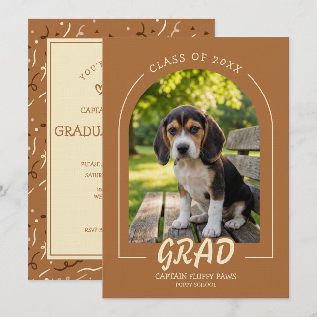 Invitation de fin d'études de chien Photo de compa (Devant / Derrière)