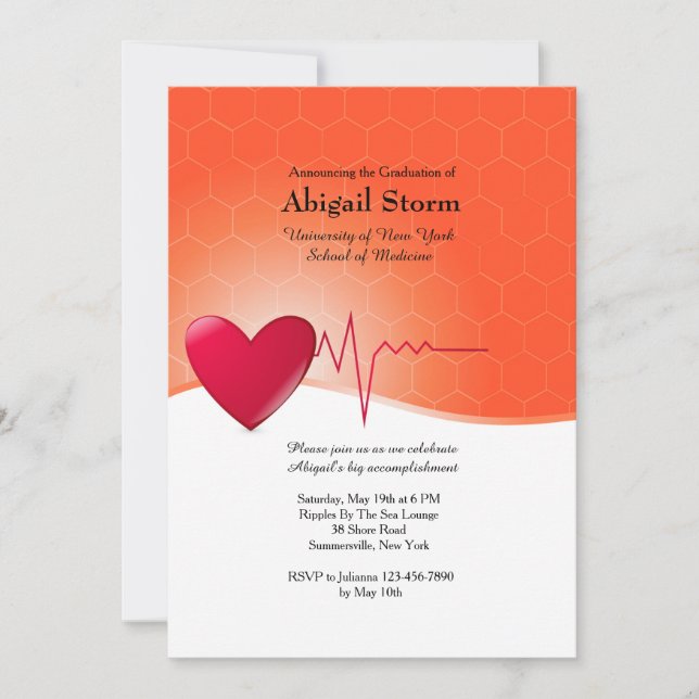 Invitation de fin d'études d'électrocardiogramme c (Devant)