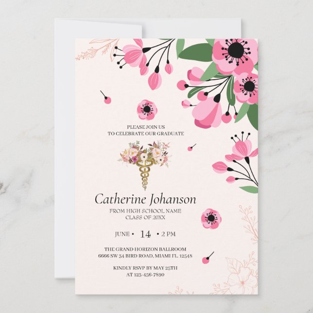 Invitation de fin d'études en soins infirmiers flo (Devant)