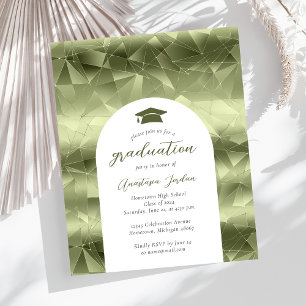 Invitation de fin d'études Glam Geo Vert Olive Bud