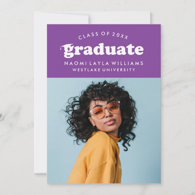 INVITATION DE FIN D'ÉTUDES | GRADUÉ RETRO MODERNE  (Devant)