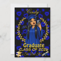 Invitation de fin d'études Latina Classe d'or bleu