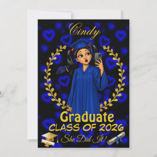 Invitation de fin d'études Latina Classe d'or bleu