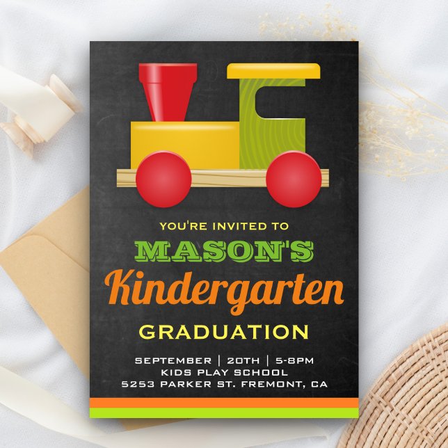 Invitation de fin d'études maternelle Train Jouet  (Créateur téléchargé)