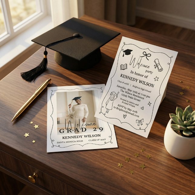 Invitation de fin d'études minimale | Promotion 20 (#graduation #gradinvitation #classof2029 #minimaldesign #graduationparty #moderninvitation #black)