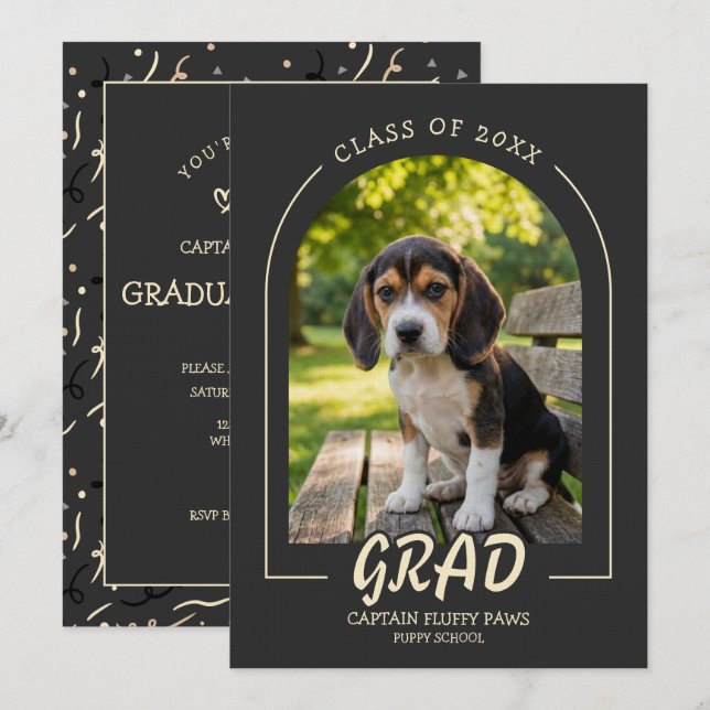 Invitation de fin d'études pour chien Photo de com (Devant / Derrière)