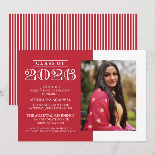 INVITATION DE FIN D'ÉTUDES PROMOTION 2026 CLASSIQU (Devant / Derrière)