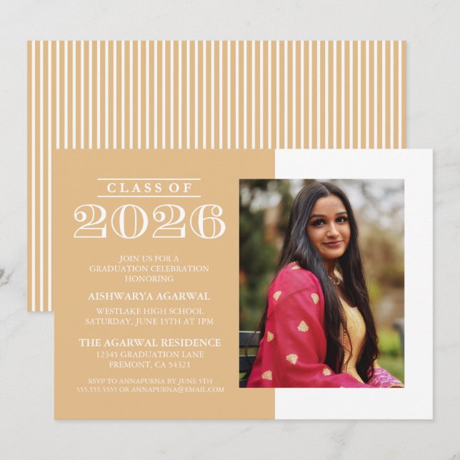 INVITATION DE FIN D'ÉTUDES PROMOTION 2026 CLASSIQU (Devant / Derrière)