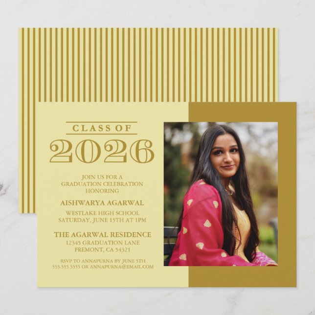 INVITATION DE FIN D'ÉTUDES PROMOTION 2026 CLASSIQU (Devant / Derrière)