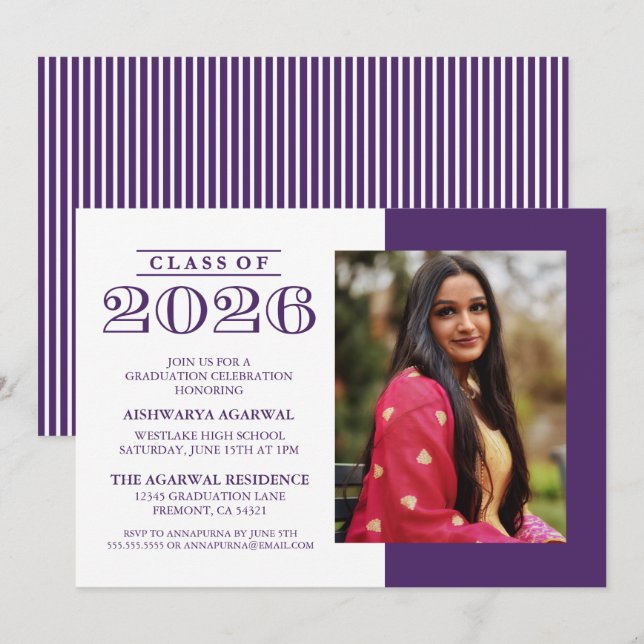 INVITATION DE FIN D'ÉTUDES PROMOTION 2026 CLASSIQU (Devant / Derrière)