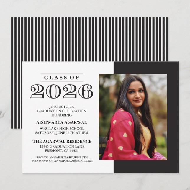 INVITATION DE FIN D'ÉTUDES PROMOTION 2026 CLASSIQU (Devant / Derrière)